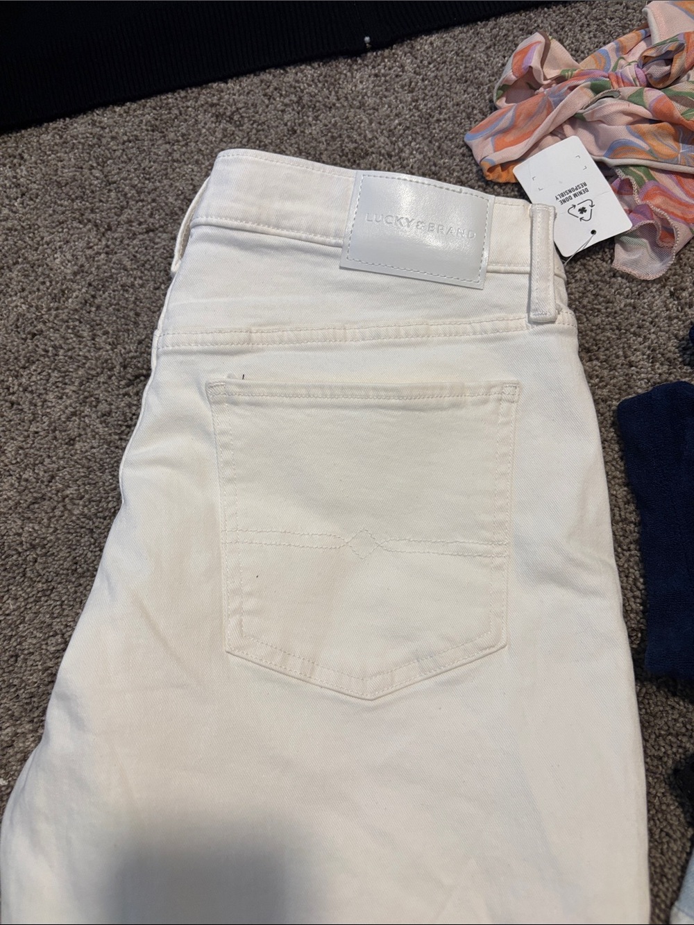 Lucky Brand White High-Rise Straight Jeans